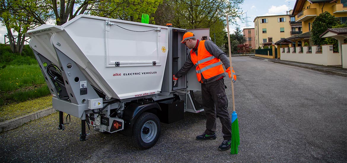 Veículos elétricos recolha lixo da Alke' com caixa de armazenamento