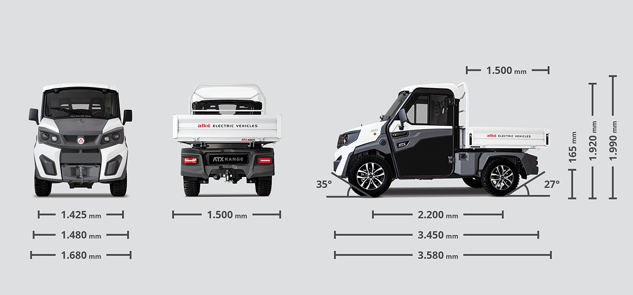 Veículos elétricos todo-o-terreno ATX 480S - Dimensões